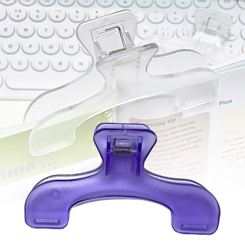 1pc Transparent plastic book clip simple reading aid fixed book holder Bookmarks creative design practical note holder