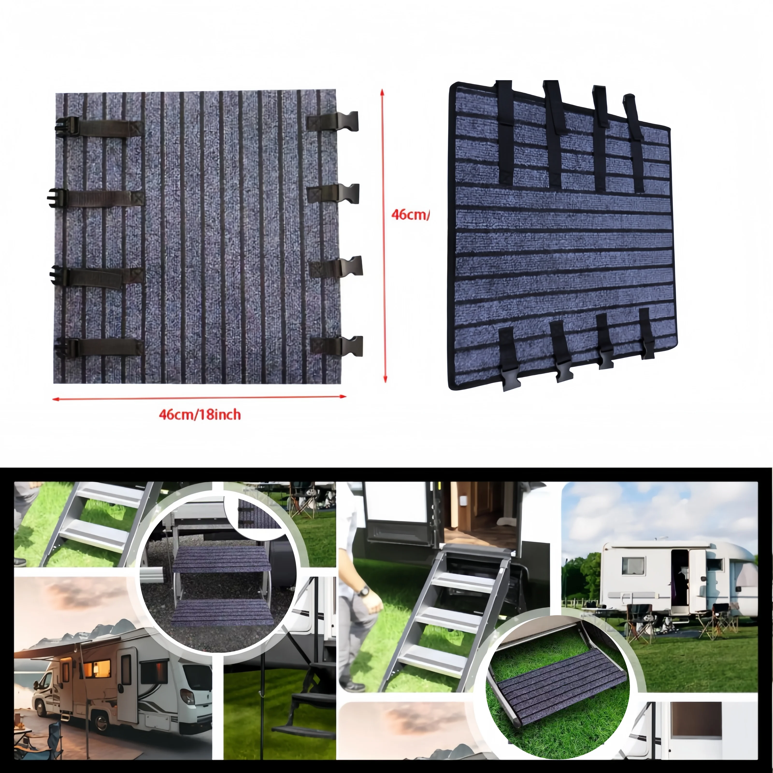 RV Stair Covers Protective Step Mats Non-Slip Heavy Duty Motorhome Accessories Outdoor Travel Camping Replacement Parts Durable