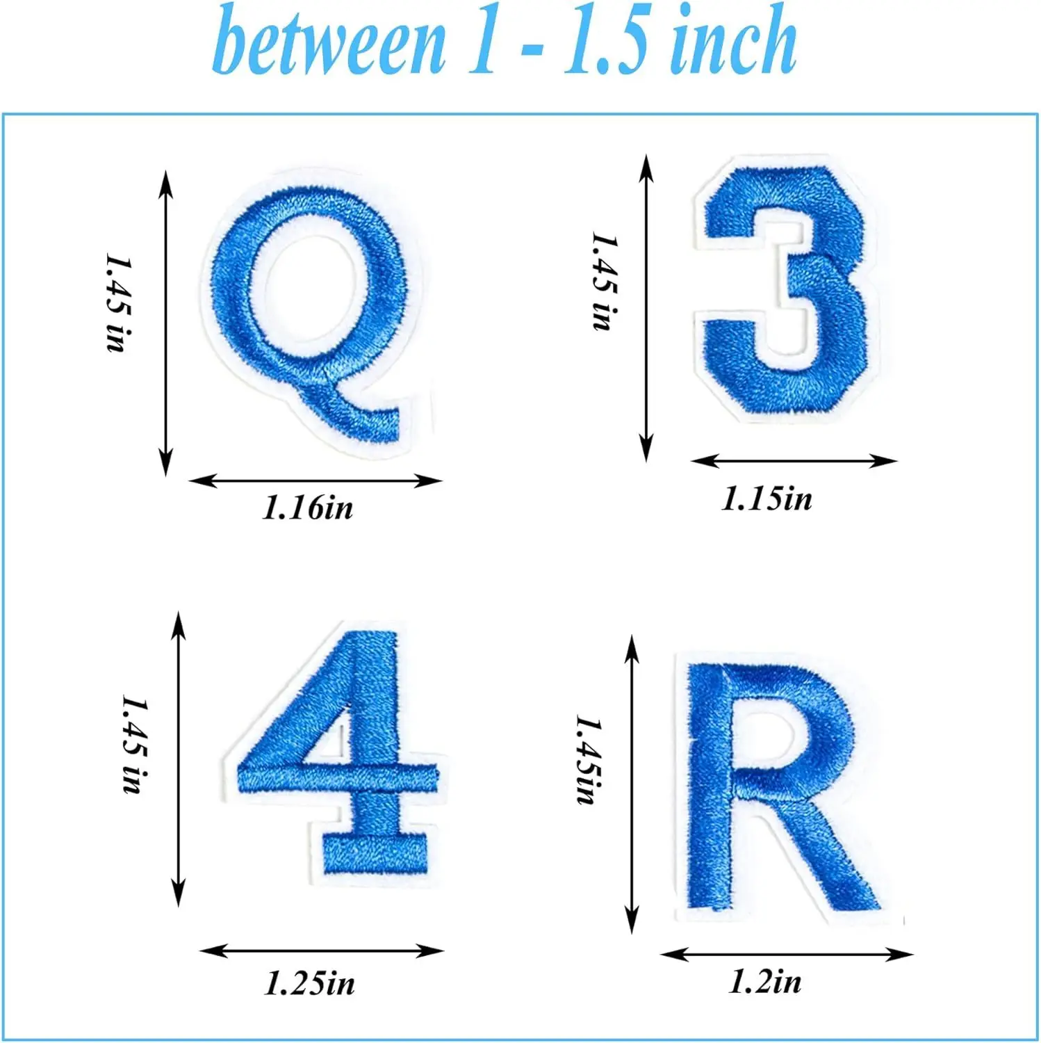 Arabic Numerals 0-9 Embroidered Cloth Stickers English Alphabet A-Z Iron on Patches Colorful Style Small Size Wholesale in Lot