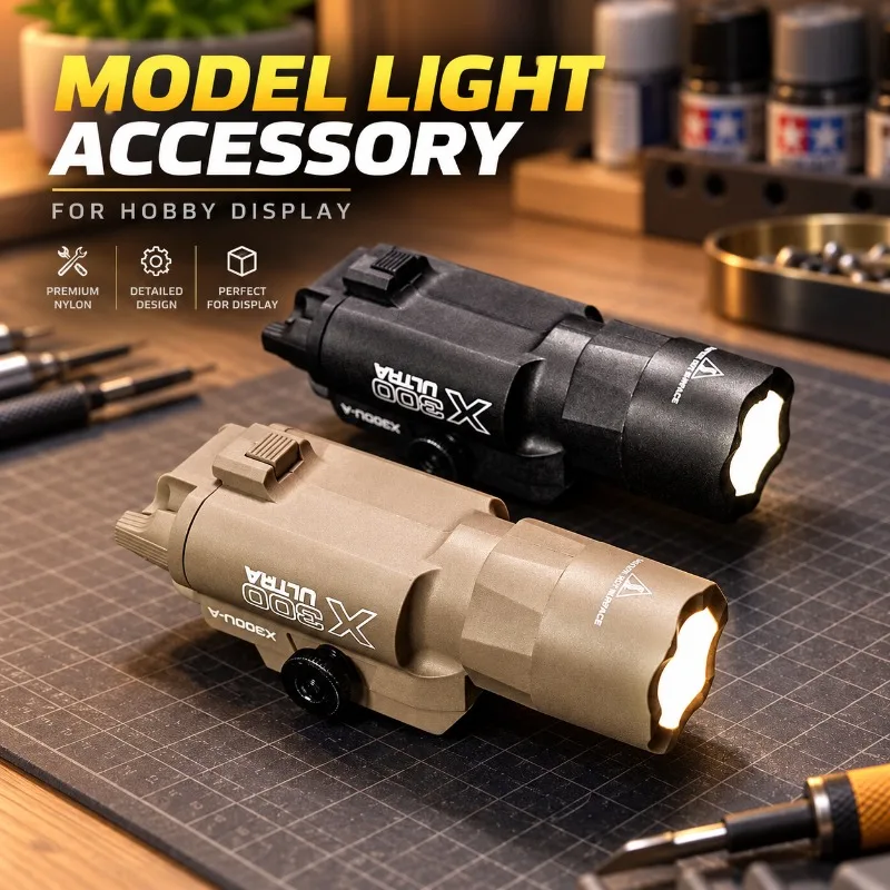 20-21mm Rail Mountable X300U Model Flashlight, Nylon Bright Illuminator for Hobby Collection Display