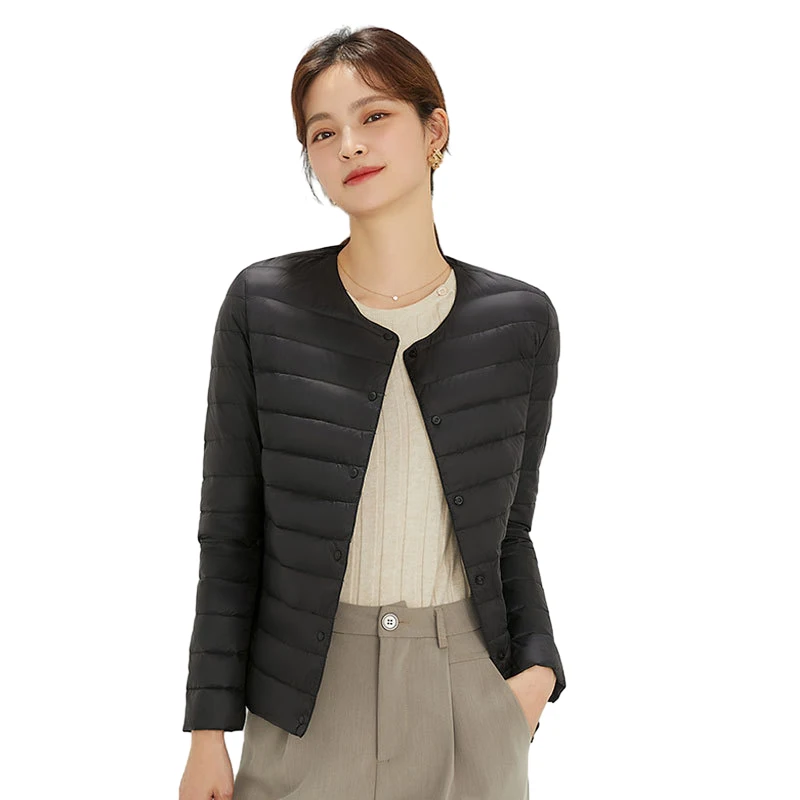2026Autunno Inverno Donna Piumino ultraleggero Piumino Giubbotti Senza colletto Trapuntatura Reversibile Duck Lady Piumino portatile