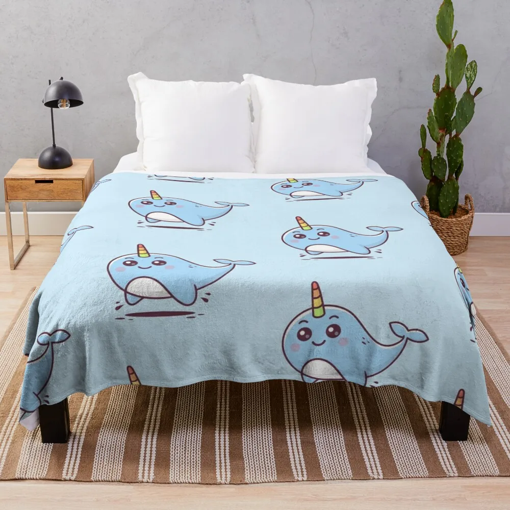 Narwhal Throw Blanket Tourist Blanket Thermal Blanket