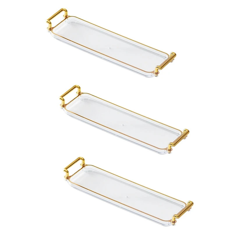

Jewelry Tray with Handles Cosmetic Perfume Makeup Display Breakfast Plate Platter for Home Livingroom Bathroom Bedroom A