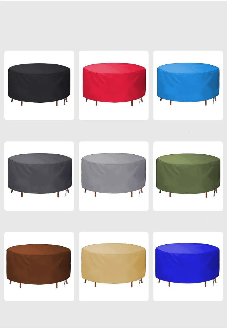 420D Oxford Cloth Outdoor Garden round Table Chair Furniture Cover Waterproof Rain Sun Protection Dust Cover for round Furniture