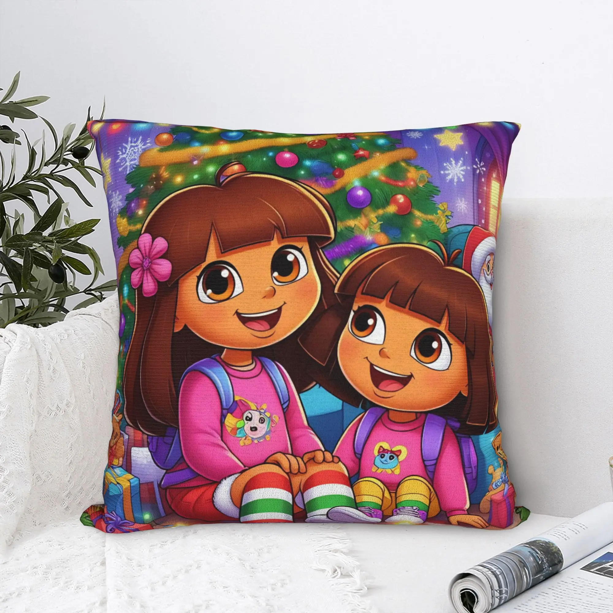 لطيف الكرتون دوراس اكسبلورر وسادة غطاء الرسم غطاء الوسادة مضحك كيس وسادة لمكتب سيارة ديكور المنزل #1