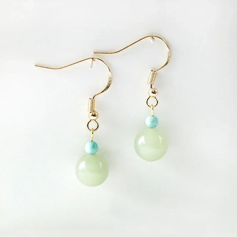 

*Сребряные, золотые серьги из нефрита Хотан для женщин и девочек, подарочный шар, винтажные простые темпераментные ювелирные изделия, Прямая поставка