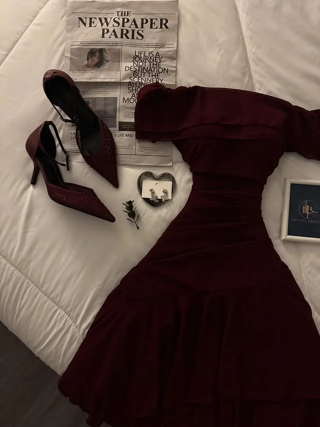 

AsaNagi Saudi Elegant Luxurious Claret A-Line Chiffon Evening Dresses Summer dresses Prom Gowns Customized فستان دانتي