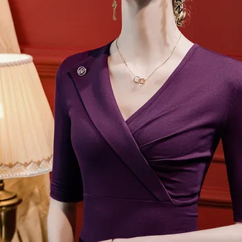 여성용 중간 소매 라인 댄스 상의, 유럽 재즈 V넥 성인 코스튬 대회, 모던 클래식 라틴 기모노 티셔츠 착용 Best5 여성용 중간 소매 라인 댄스 상의, 유럽 재즈 V넥 성인 코스튬 대회, 모던 클래식 라틴 기모노 티셔츠 착용 Best5