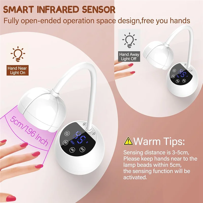 

AT63-UV LED Nail Lamp Cordless 36W Mini UV Light For Gel X Nails Tips Rechargeable Nail Dryers With Smart Sensor & 4 Timer