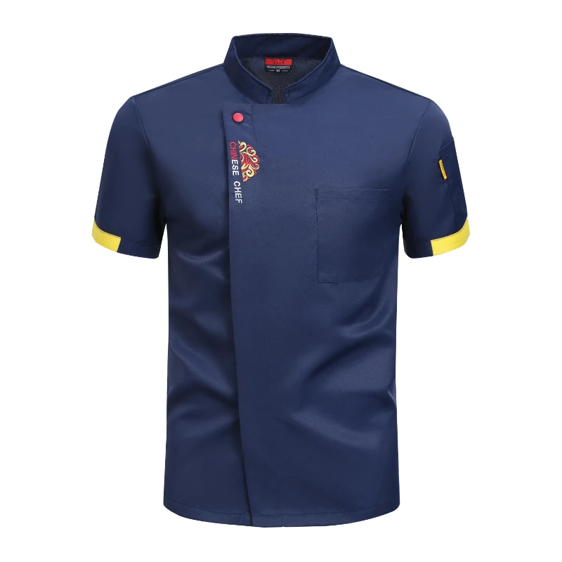 White Chef Shirt Work Clothes Chef Jackets Men Restaurant Cafeteria Cook Clothes Kitchen Uniform Unisex Short Sleeve Bakery