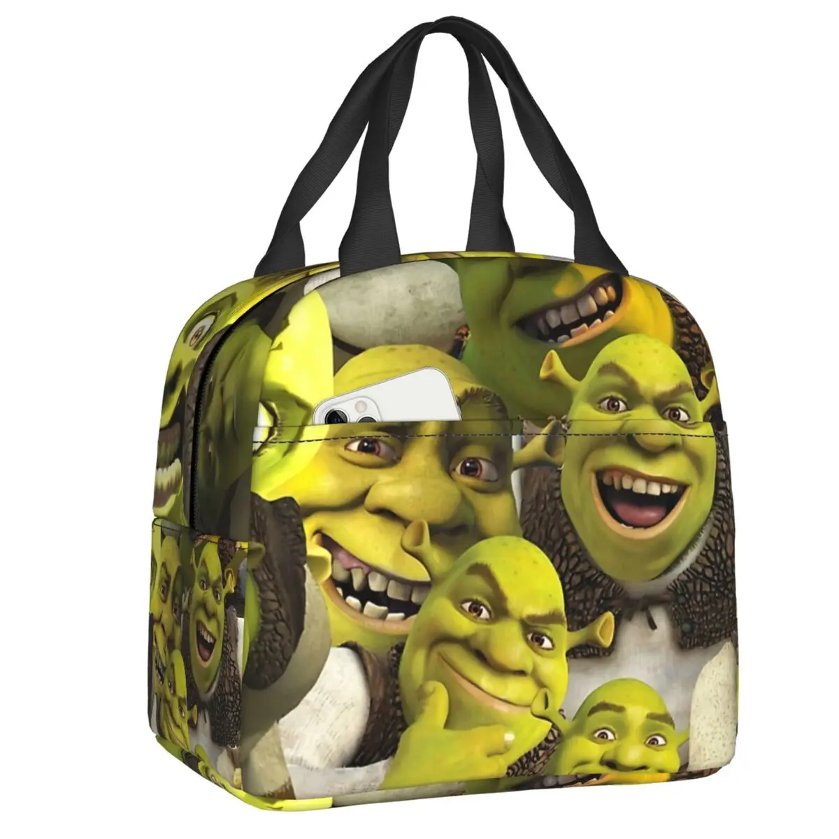 

Custom Shreks Head Collage Thermal Insulated Lunch Bags Women Anime Comedy Film Resuable Lunch Tote for Multifunction Food Box