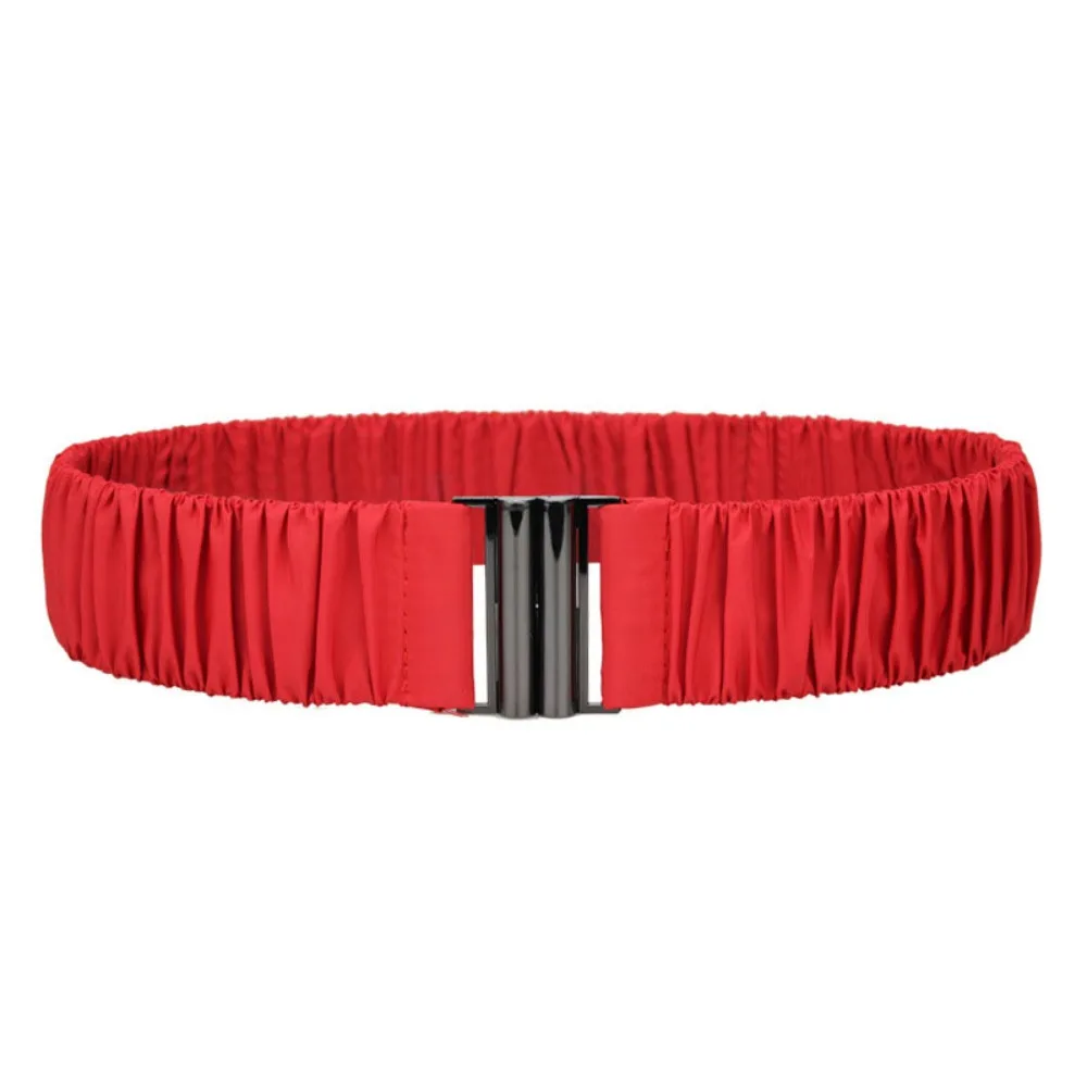 Retro 5cm wide Down Coat Waist Belt Casual Elastic Stretch Waistband Buckle Solid Color Pleated Down Jacket Waistband