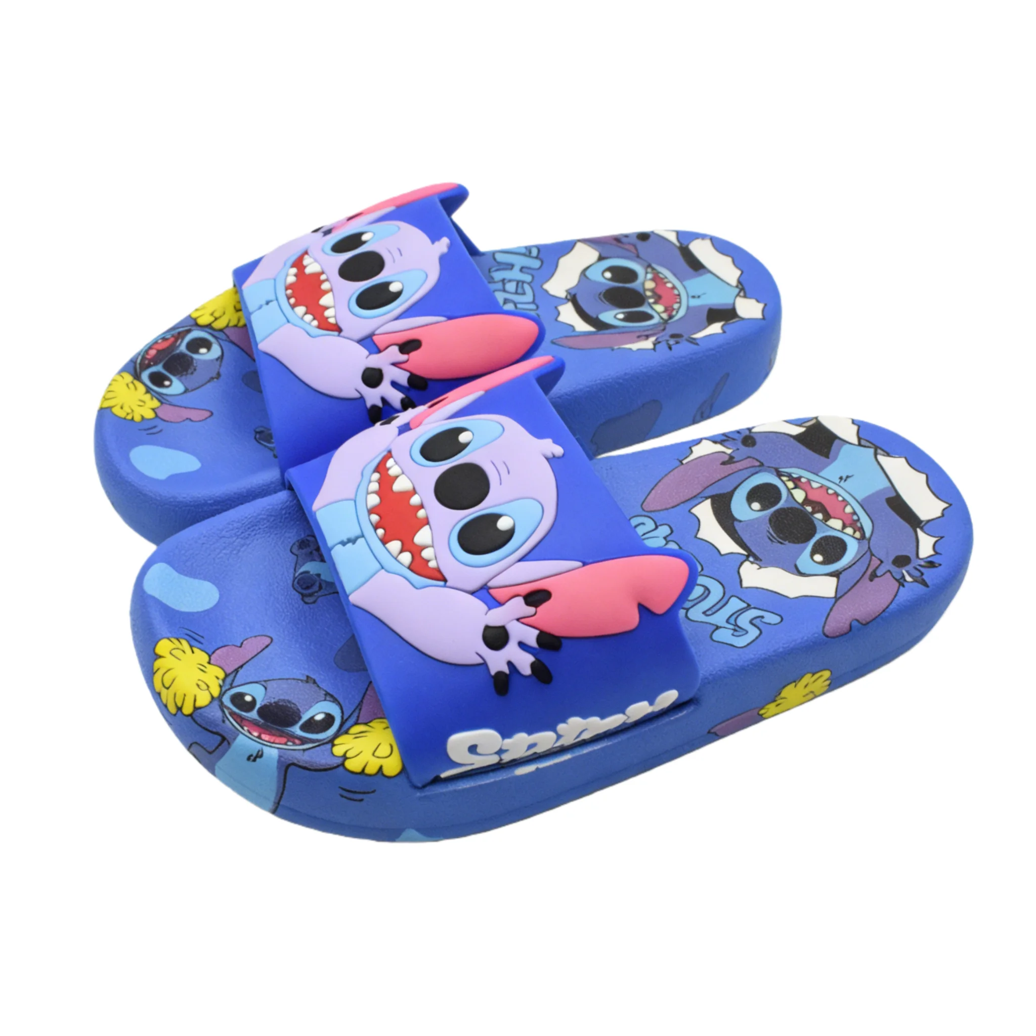 

Детские тапочки Disney, модные летние туфли на плоской подошве из ЭВА для детей, домашние тапочки с противоскользящей толстой подошвой, синие, размер 22-35