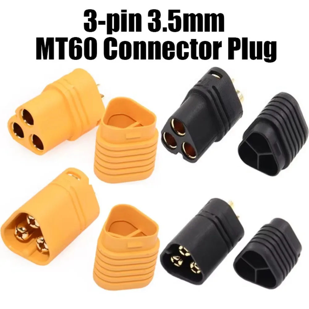 4PCS 3.5mm 3 Pin Gold Plated MT60 Connector Plug Male Female for RC Battery ESC Brushless Motor Drone Power Adapter Parts