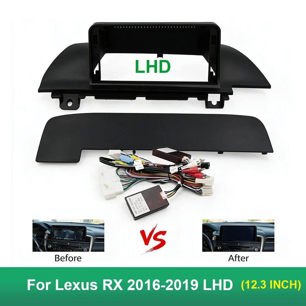 Car Radio Fascia Frame Optional Wiring Harness CANBUS For Lexus RX 2016-2019 LHD 12.3 Inch Android Stereo Dash Panel