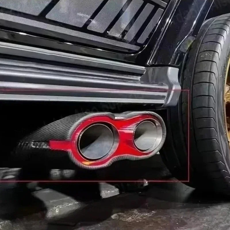 

For Mercedes Benz G-Class Dry Carbon Fiber W463A W464 G63 G500 G350 G550 G900 Rocket Style Rear Exhaust Pipe with Led Body Kits