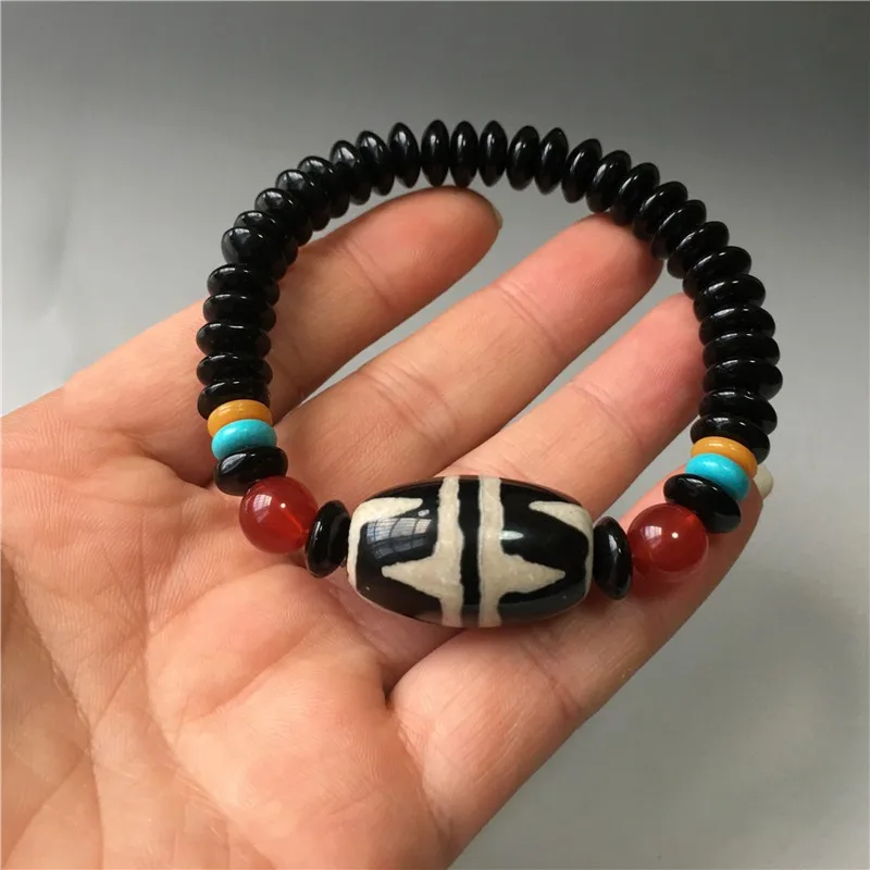 Black Lava Agate Bracelet Men Women Healing Balance Reiki Buddha Prayer Natural Stone Bead Bracelet