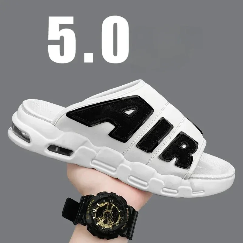 2025 New Trendy Brand Men's Slippers New Summer Style Cross-border Air Cushion Outer Wear One-row Slippers Men's Beach