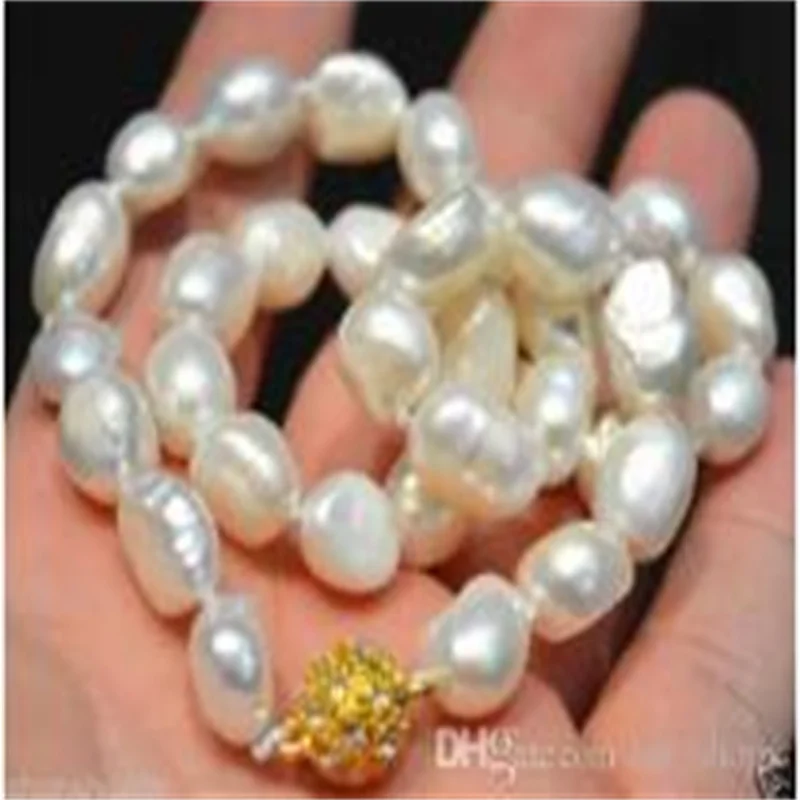 Nuevo collar de perlas barrocas irregulares blancas de 8-9mm, 18"
