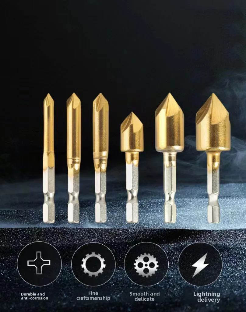 카운터싱크 드릴 비트 1/2인치 1/4인치 3/8인치 3/4인치 5/8인치 헥스 샹크 밀 커터 홀 커터 목재 금속 플라스틱 챔퍼링 도구