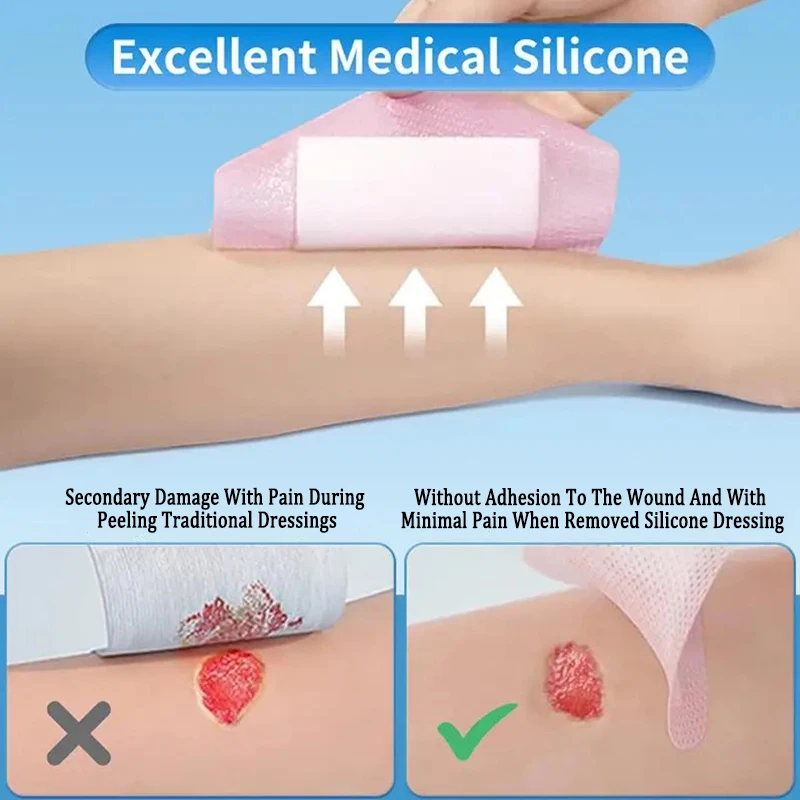 Medical Silicone Gel Wound Dressing Waterproof Sterile Patch for Pressure Ulcers Bedsores Breathable Foam Dressing for Elderly