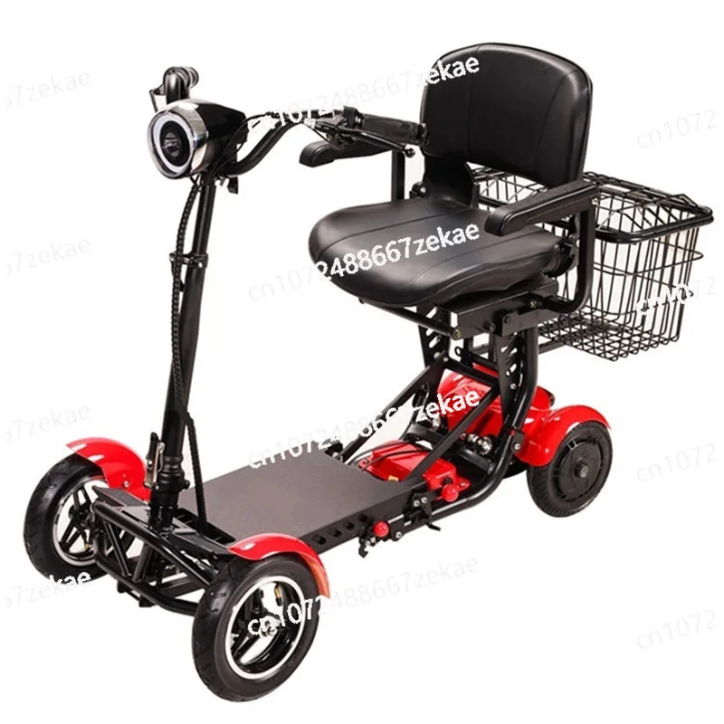 

Foldable Mobility Scooter 4 Wheels for Old People Elderly Dual Motor 500W Folding Electric Scooter with Big Seat Blue Red White