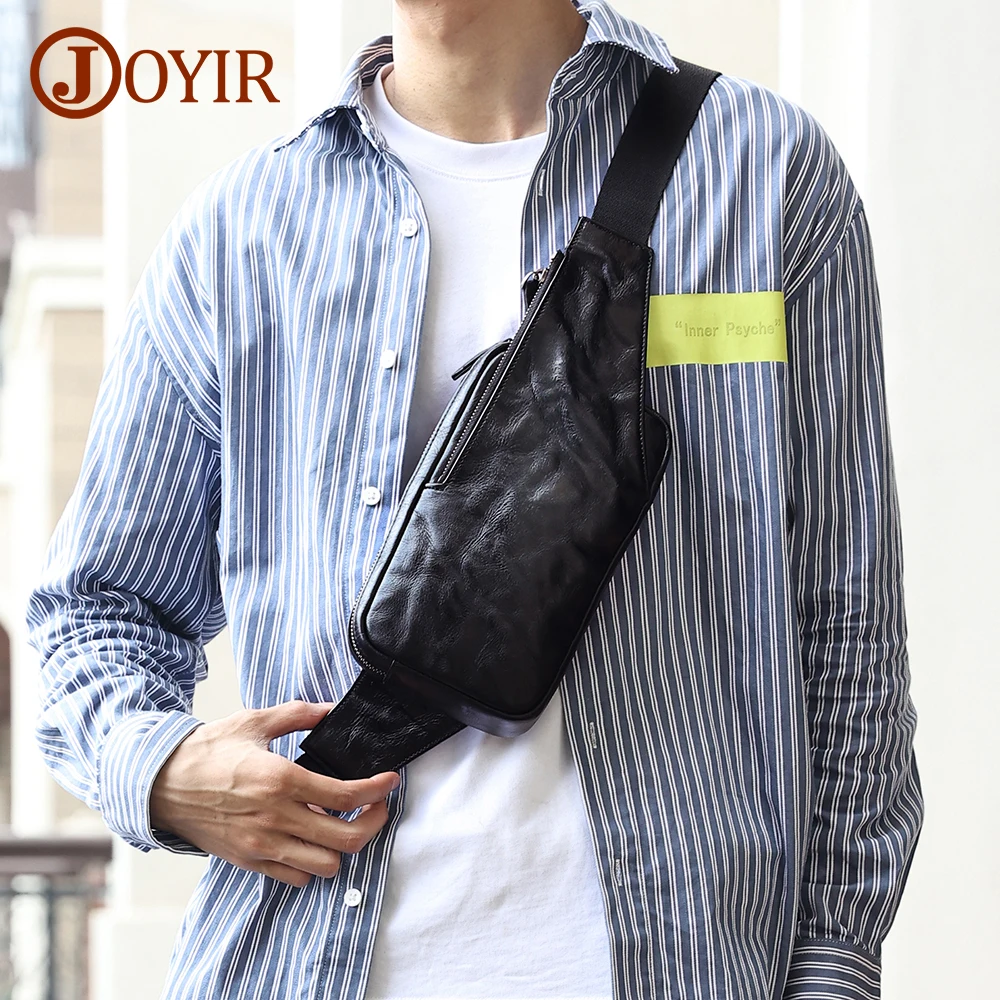 JOYIR – sac à bandoulière en cuir véritable pour hommes, sac de poitrine Vintage, sac à épaule décontracté de voyage, sac de jour polyvalent