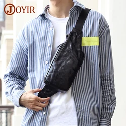 JOYIR Genuine Leather Chest Bag Men Sling Crossbody Bag Vintage Mens Chest Pack Travel Casual Shoulder Bag Multipurpose Daypack