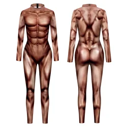 Brown Muscle Jumpsuit Hero Cosplay Costume Halloween Bodysuit Spandex Elastic Adult Catsuit Party Zentai Skinny Outfit Rompers