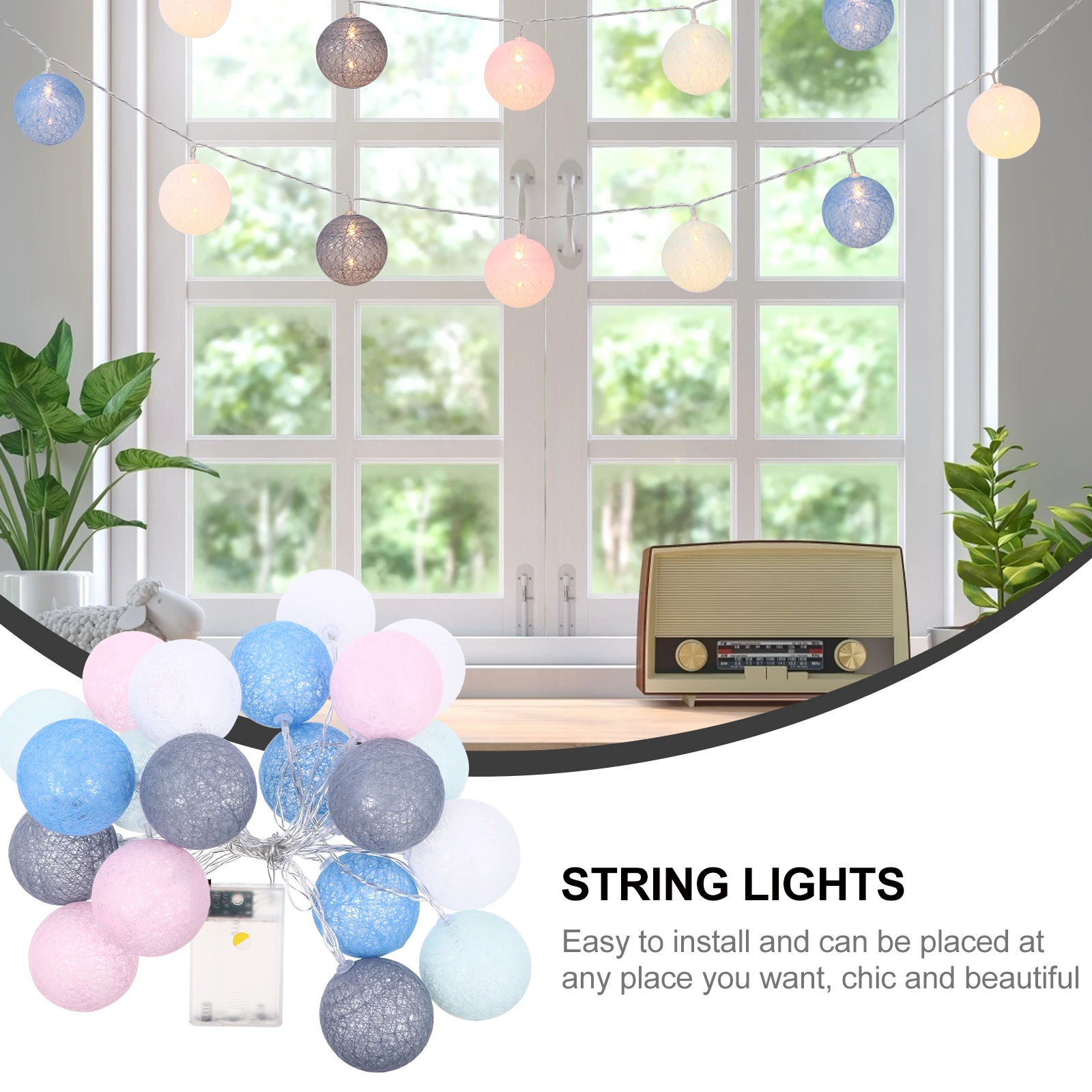 1 مجموعة LED خيط القطن الكرة سلسلة أضواء 20 المصابيح الزخرفية الملونة مهرجان مصابيح حفل زفاف غرفة نوم الذكرى الإضاءة