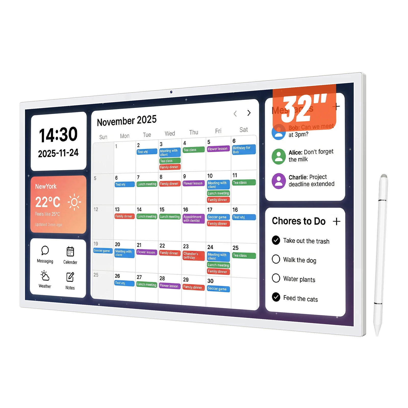 MWE 24 Zoll Wandmontierter Digitaler Bildschirm, FHD Touchscreen-Monitor Android 14, Multi-Touch-Bildschirm Smart Split, Kommerziell