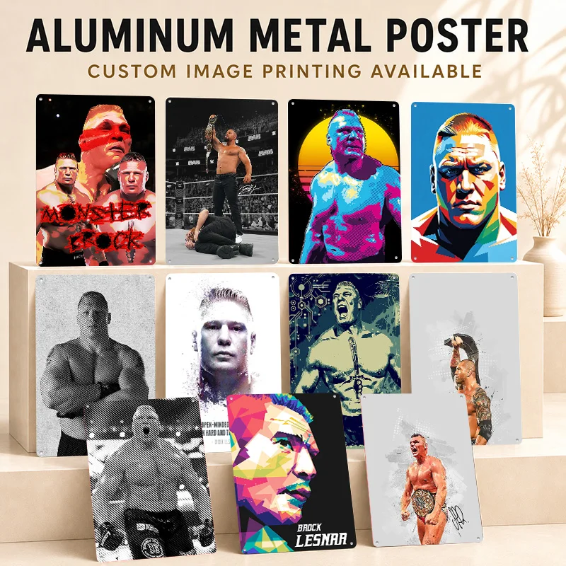 Brock Lesnar Textured Posters Personalized Aluminum Metal Sign Premium Arena Legend Tribute Wall Art Ideal In Training Lounge