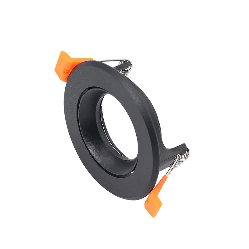 Plafonnier LED Encastré Rond et Noir avec Cadre de Montage, Plafonnier GU10 MR16