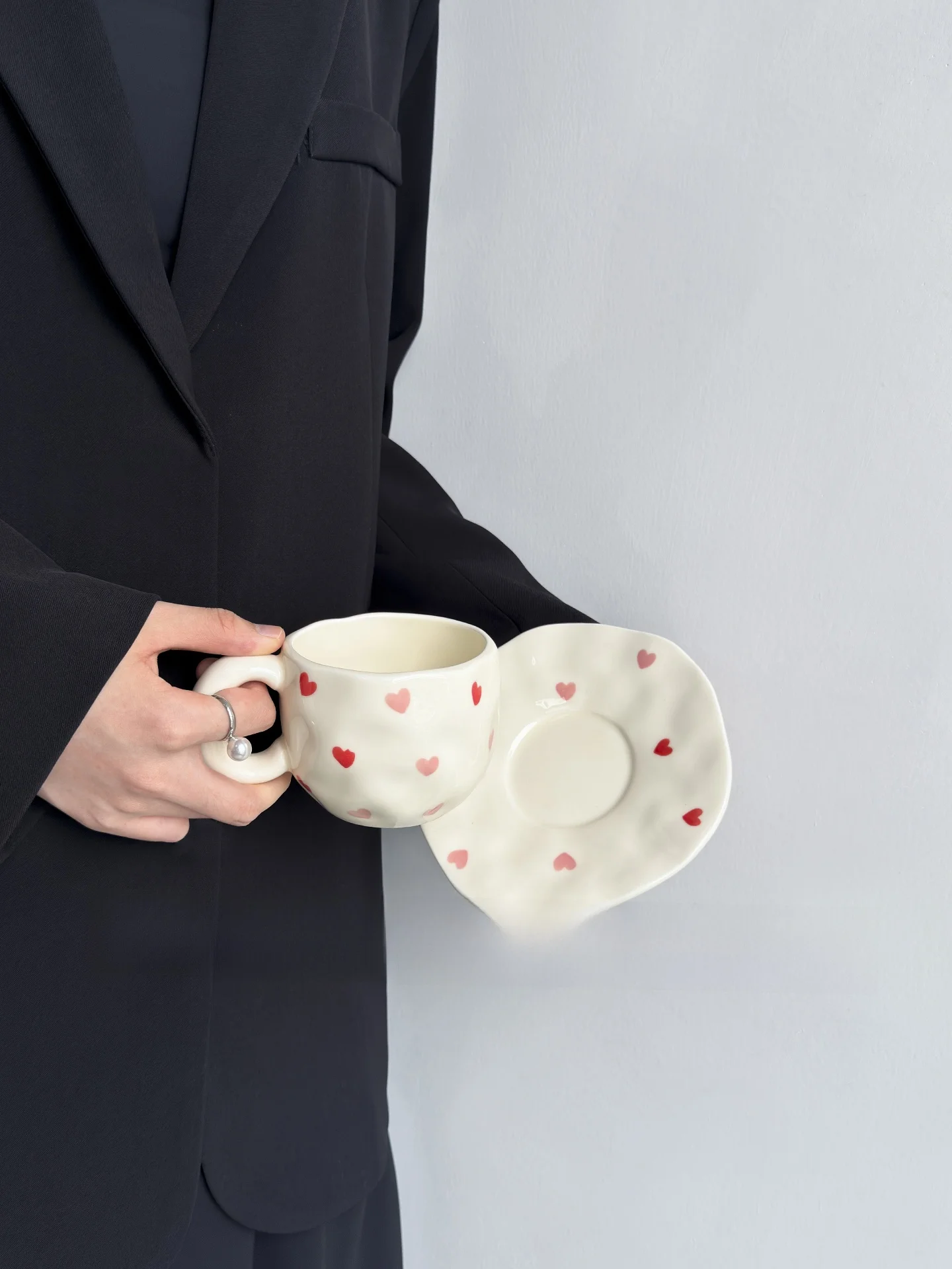 Coffee Tea Love - Juego de taza y plato de