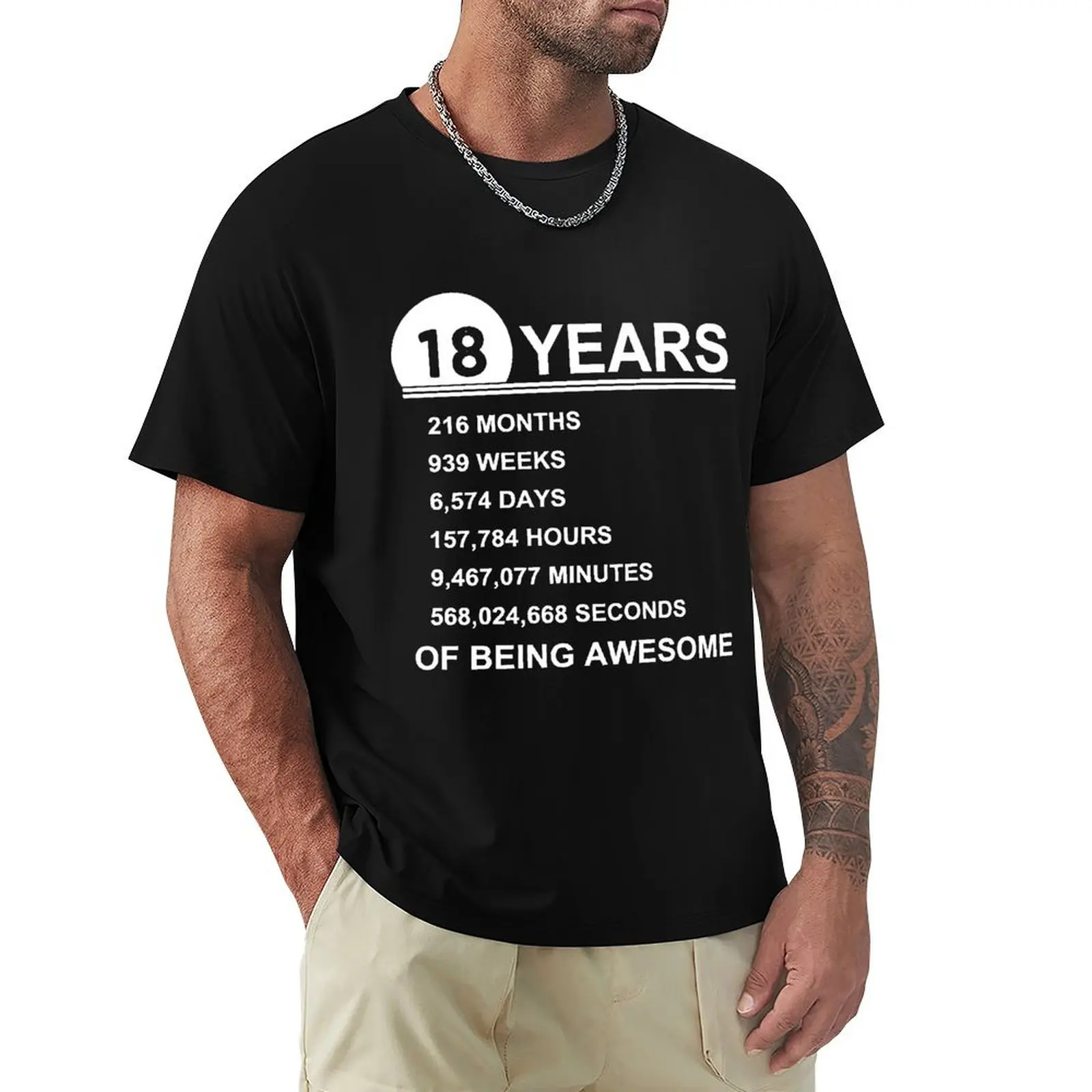 

Vintage 18th Birthday Gift Idea T-Shirt 18 Years Old Of Being Awesome Anniversary T Shirt Cotton Youth Boy Present Tops Tees