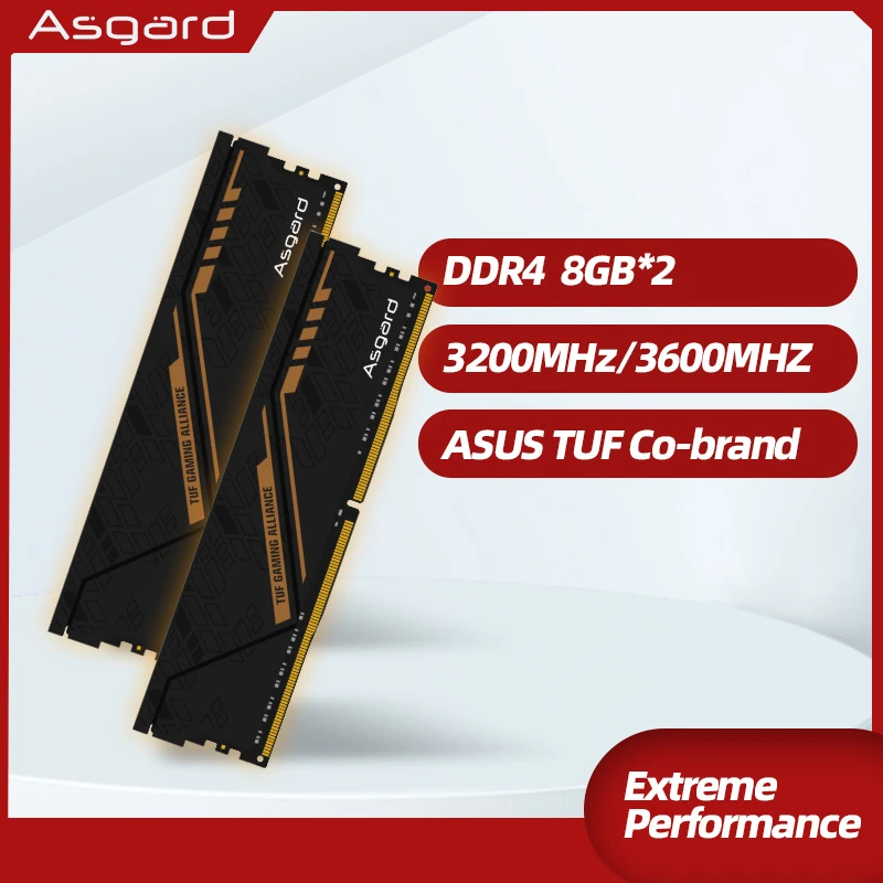 Asgard TUF 공동 브랜드 DDR4 RAM PC, 데스크탑용, 8GB, 8GB x 2, 3200MHz, 3600MHz RAM