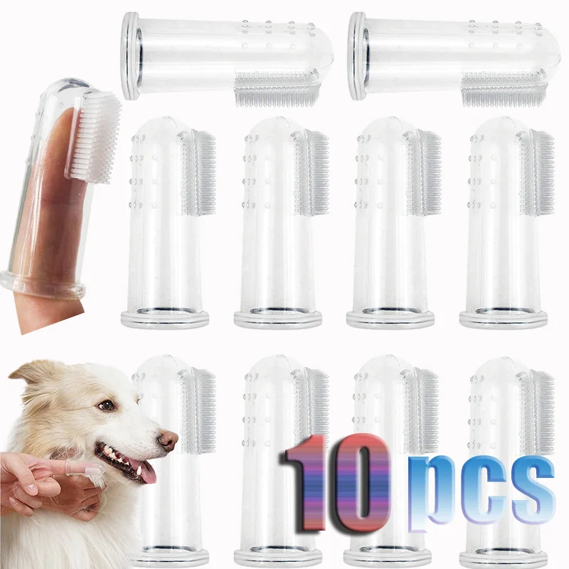 Cepillo de dientes de dedo supersuave para perro, herramienta de limpieza de dientes transparente para gato, suministros para cachorros, accesorios