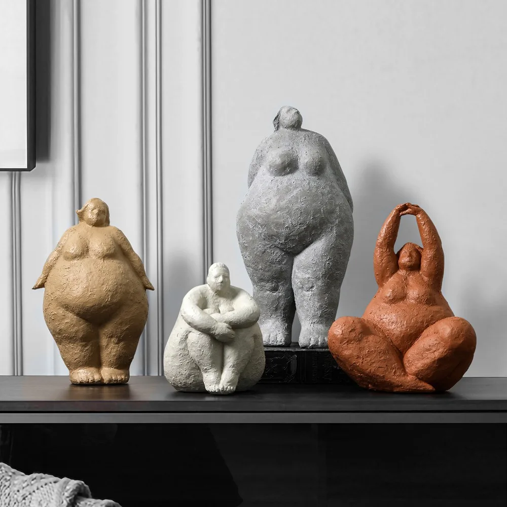 Resin Fat Lady Statues Decoration Modern Character Figurines for