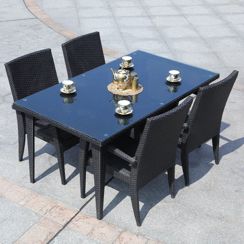 Rattan table and chair manufacturers customized rattan table and chair courtyard garden rattan chair