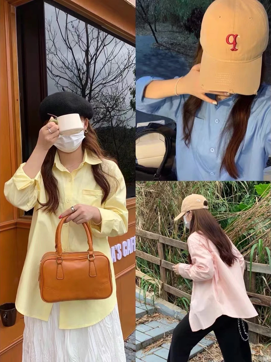 

Pure Color Women's irt Autumn 2025 New Korean College Sle Loose Casual Design Sensation Lazy Long Sve Top