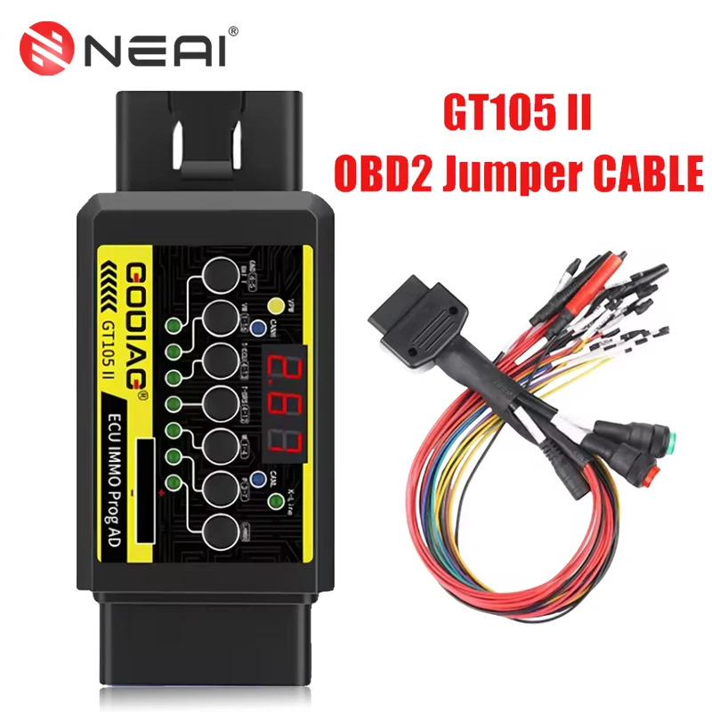 NEAI GT105 II 24V To 12V Heavy Duty Truck Gearbox Data Adapter ECU IMMO Prog AD OBD II Break Out Box Full Protocol OBD2 Jumper
