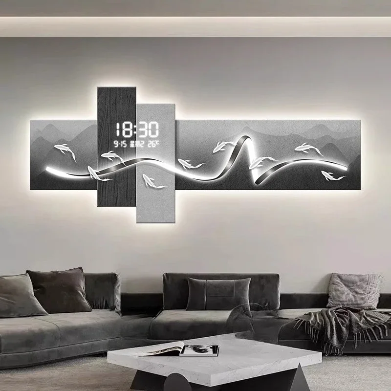 Light Aesthetic Large Wall Clock Living Room Aesthetic House Digital Wall Clock Bedroom Modern Relojes De Pared Home Decor