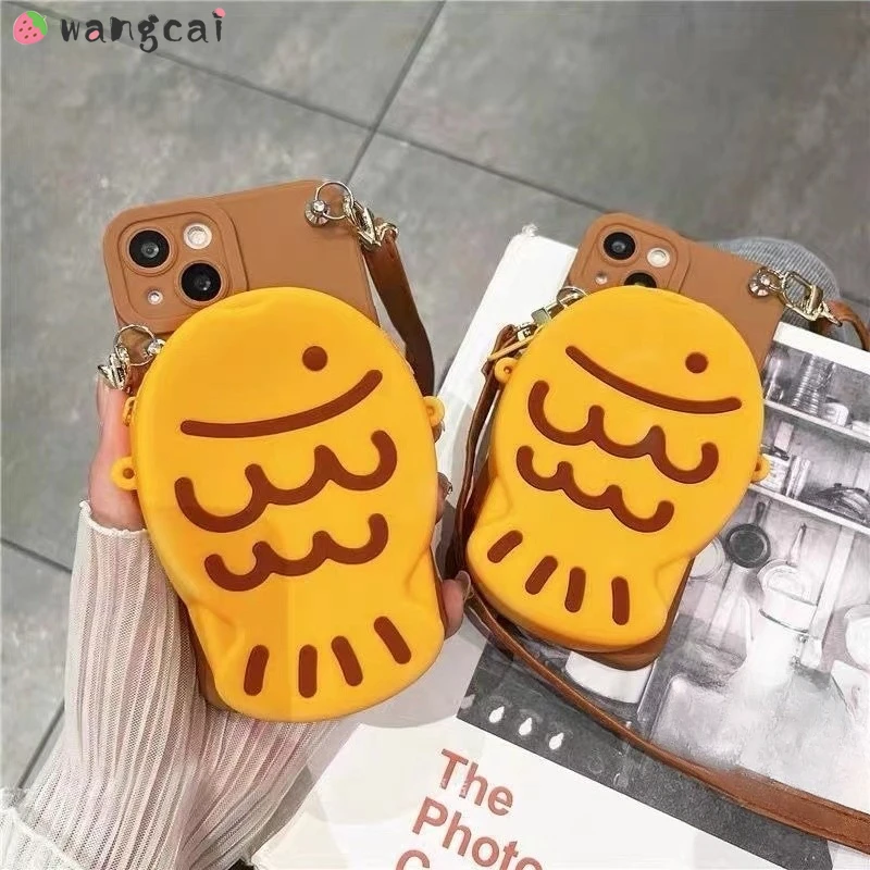 Taiyaki Coin Purse Wallet Phone Cover For Samsung Galaxy S24 S20 Ultra Plus FE S10E S10 S9 S8 Plus Note 20 Ultra A03 Core Case