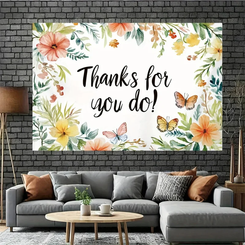 قطعة واحدة من نمط الأزهار الأنيق "شكرًا لدعمكم!" مناسبة لدعائم كشك الصور، والحفلات