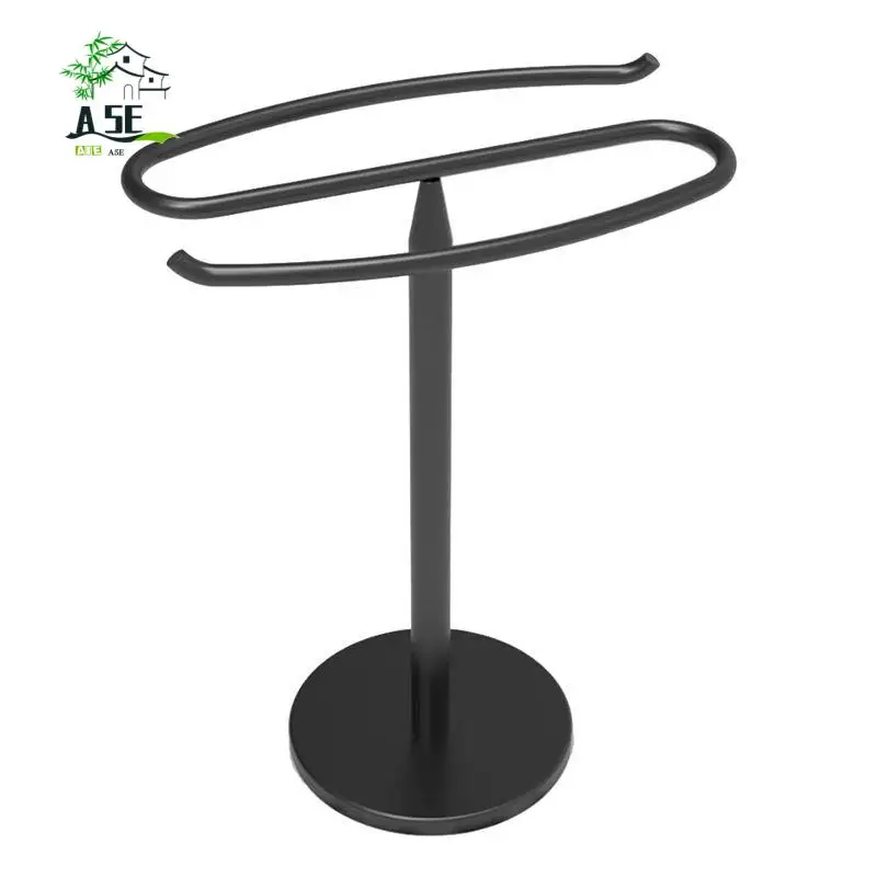 

A05E-Free Standing Towel Rack Stainless Steel Bathroom Washplate Kitchen Towel Hanging Household Countertop Towel Bar