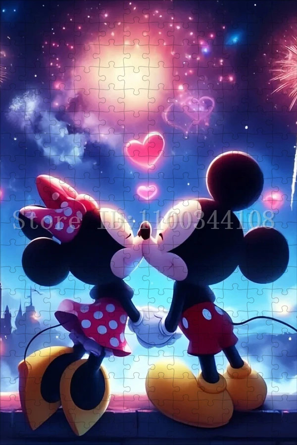 Mickey Minnie Mouse Puzzles for Children Intelligence Toys 35/300/500/1000 PCS Disney Cartoon Jigsaw Puzzles Stress Relief Toys