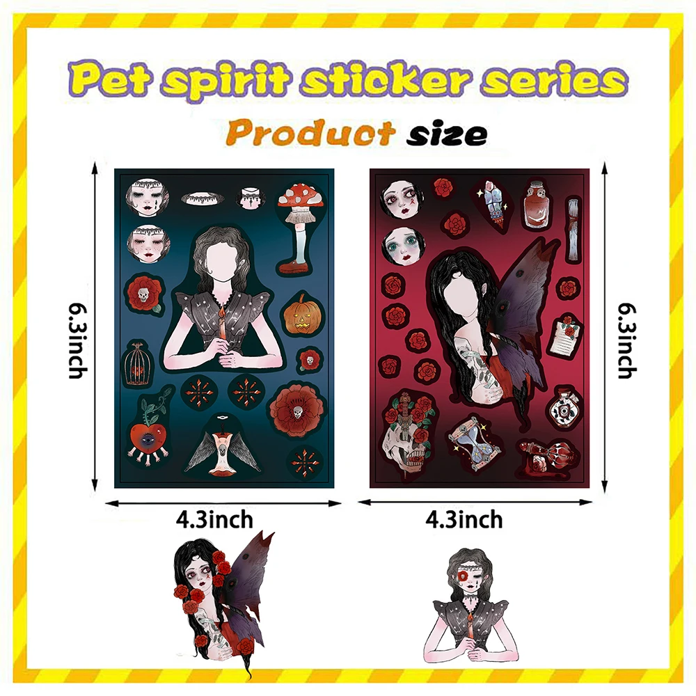 8/16sheets Gothic Girls Cartoon Puzzle Stickers Make a Face Children DIY Funny Game Decals Assemble Jigsaw Kids Educational Toys