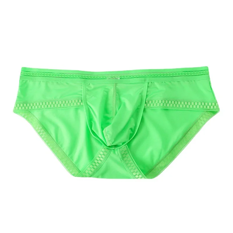 Mens Briefs High Fork U Convex Pouch Lingerie Underpants Summer Ultra-thin Ice Silk Underwear Sexy Translucent Low-Rise Panties