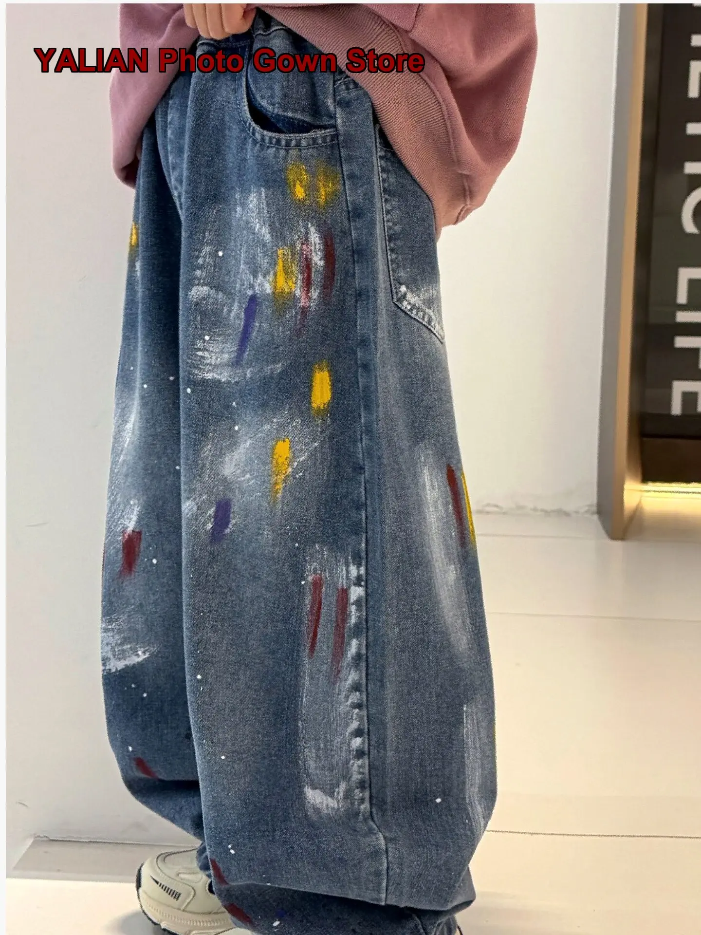 Boys Denim Shorts Kids Spring Summer American Style Loose Distressed Spray Painted Solid Color