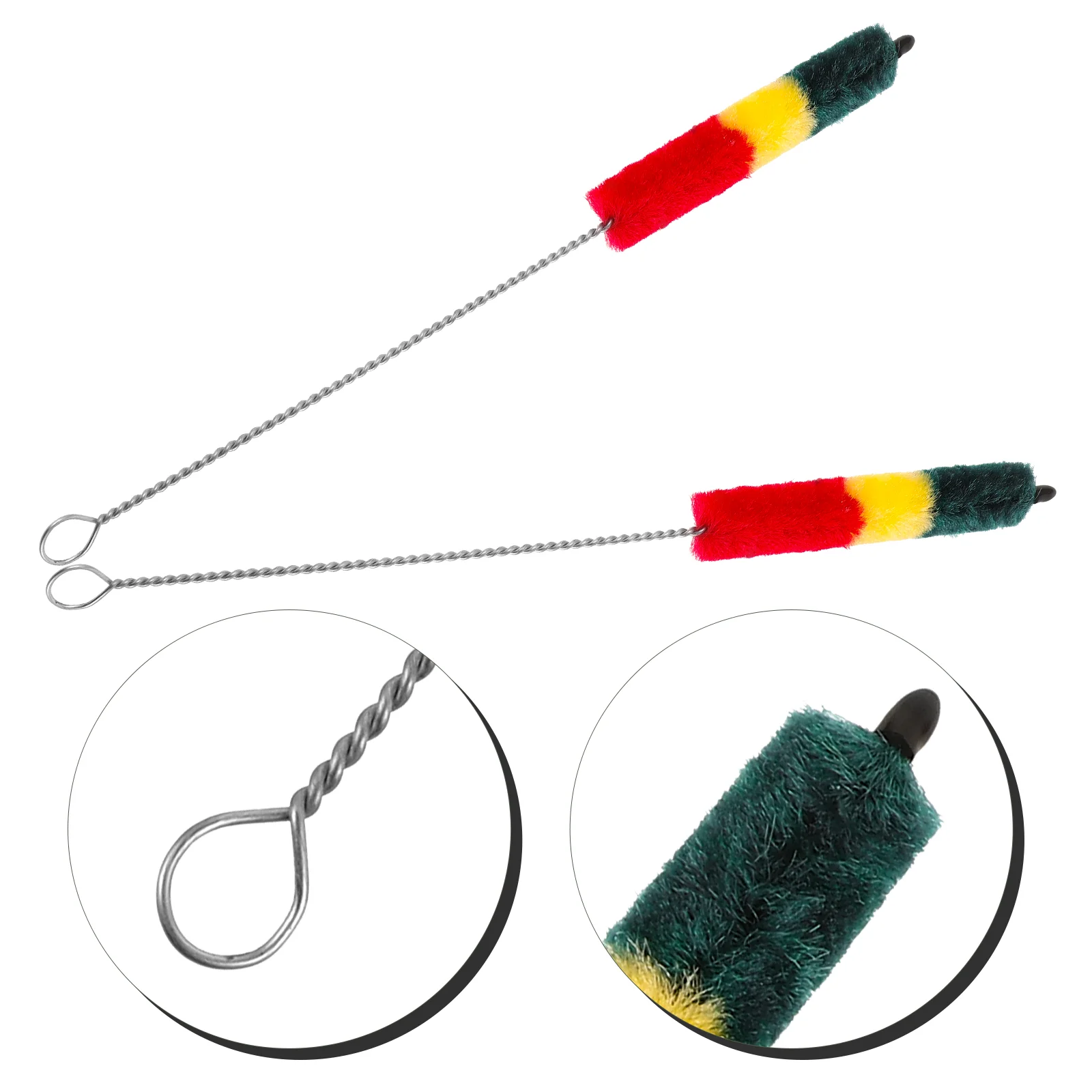 2 Pcs Piccolo Brush Cleaning Accessories Musical for Instrument Tool Kit Pipeline Tricolor